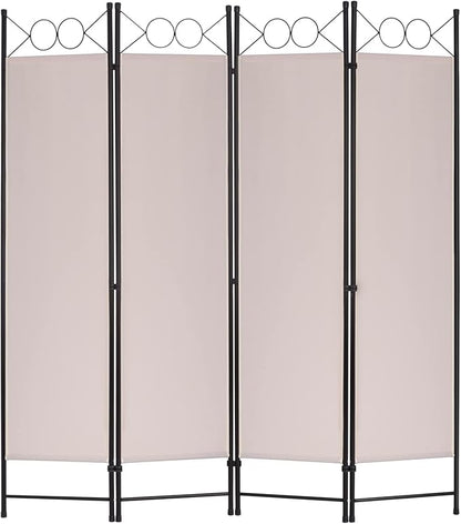 4 Panel Room Divider 6FT Steel Frame Screen Folding Privacy Divider Freestanding Partition for Home Office Bedroom (Tan)