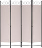 4 Panel Room Divider 6FT Steel Frame Screen Folding Privacy Divider Freestanding Partition for Home Office Bedroom (Tan)
