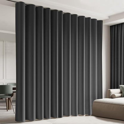 Room Divider Blackout Curtain Track Curtains Wall Dividers Panels Screen for Living Rooms Bedroom Office Privacy Partition Separation, W120 × L96 Inch,1 Panel, Black