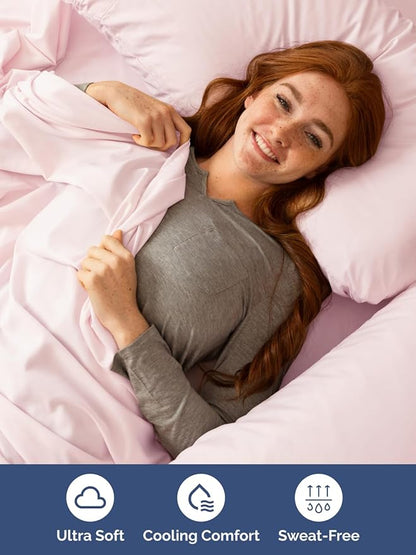 Extra Deep Twin XL Sheet Set - 4 Piece Breathable & Cooling Sheets - Hotel Luxury Bed Sheets Set - Easy Fit - Soft, Wrinkle Free & Comfy Sheets Set - Lavender Pink Sheet Set with Extra Deep Pockets