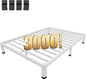 MAF 7 Inch Full Size Metal Platform Bed Frame White with Round Corner Legs, Mattress Slide Stopper, 3000 LBS Heavy Duty Steel Slats Support, Noise Free, No Box Spring Needed, Easy Assembly
