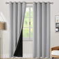 BGment Thermal Insulated 100% Blackout Curtains for Bedroom with Black Liner, Double Layer Full Room Darkening Noise Reducing Grommet Curtain (52 x 90 Inch, Light Grey, 2 Panels)