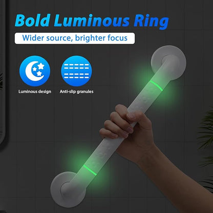 2 Pack 16 Inch White Shower Grab Bar,Bath Grab Rails with Anti-Slip Grip and Safety Luminous Circles,Stainless Steel Bath Handle Bathroom Grab Bar for Seniors, Elderly, Handicap