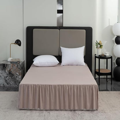 Bed Skirt Queen Size Ruffled Bed Skirt with Split Corners, Queen Bed Skirt 12 Inch Drop, TSUTOMI Queen Size Bed Skirt Khaki for Ruffled Bed Skirt with Split Corners, Bed Skirts Queen Size