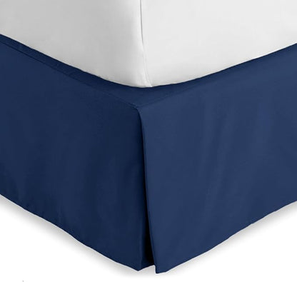 Bare Home Twin XL Bed Skirt - 15-Inch Tailored Drop Easy Fit - Bed Skirt for Twin Extra Long Beds - Center & Corner Pleats (Twin XL, Dark Blue)