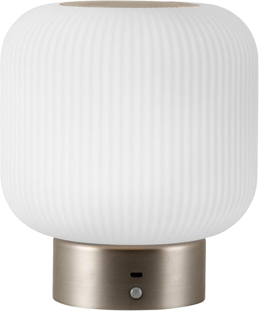 Aisilan Portable Opal Glass Lantern Table Lamp with Touch Control, 3W 3CCT Rechargeable Dimmable Motion Sensor Table Lamp for Headboard, Bookshelf, Corner