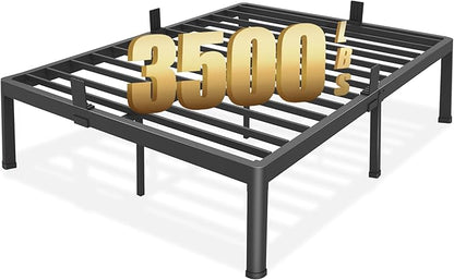 FUIOBYVV King Bed Frame with Round Corner Edge Legs 18 inch High 3500 lbs Heavy Duty Metal Platform Bed Frame King Size No Box Spring Needed/Noise Free/Steel Slat Support/Non-Slip Black
