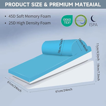 Bed Wedge Pillow for Sleeping, 3 Pcs Adjustable Height 4.5&7.5&12 Inch Triangle Pillow Wedge for Post Surgery, Acid Reflux, Snoring, Legs Pain Relief (Dark Gray)