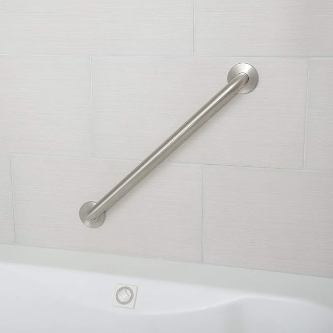 Amazon Basics Bathroom Handicap Safety Grab Bar, 42 Inch Length, 1.5 Inch Diameter, Holds up to 500LBs, ADA Compliant, Stainless Steel