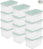 Sterilite 12 Pack Latching Box, Clear Plastic Stackable Storage Bin with Lid, 64 Quart, Mindful Mint