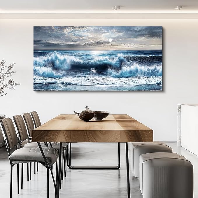ERQINHUA Large Canvas Wall Art For Living Room Restaurant Wall Decor For Bedroom Marine Landscape Paintings Office Wall Prints Pictures Artwork Ready To Hang Hotel Room Home Decoration 24"x48"