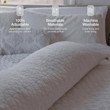 Coop Home Goods Original Adjustable Body Pillow, 20x54 Long Pillow for Back, Shoulder, Hip and Knee Support, Side Sleeper Body Pillows for Adults with Memory Foam & Washable Cover