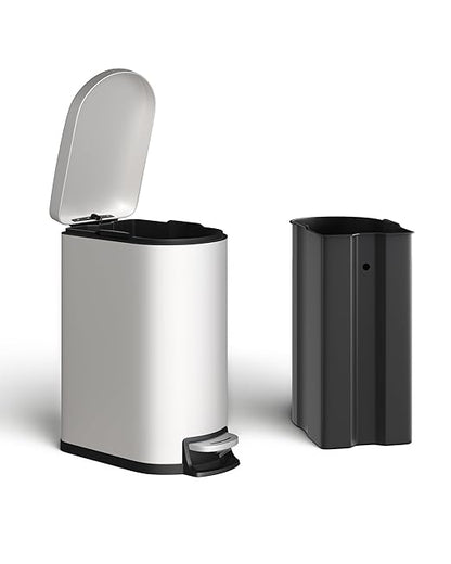 GarveeHome 13 Gal & 2.6 Gal Trash Can Combo Set, Kitchen Trash Can and Bathroom Trash Bin with Lid, Step-On Rustproof Garbage Bin with Inner Bucket, White