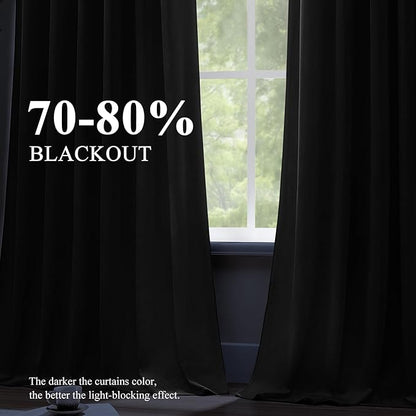Black Velvet Blackout Curtains Extra Long Room Darkening Drapes Super Soft Elegant Thermal Insulated Soundproof Window Curtains for Bedroom Living Room, Back Tab Rod Pocket, W52 x L102, 2 Panels