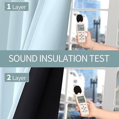 BGment Baby Blue 100% Blackout Curtains for Nursery Bedroom 90 Inch Length 2 Panels, Thermal Insulated Full Light Blocking Grommet Noise Cancelling Window Curtains for Kids Room, 52 Inch Wide Each
