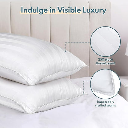 DIORIS Pillows Queen Size Set of 2 - Luxury Hotel Bed Pillows for Sleeping, Premium Fluffy Soft Down Alternative Fill Pillows for Back, Stomach, Side Sleepers, Supportive, Breathable, Skin-Friendly