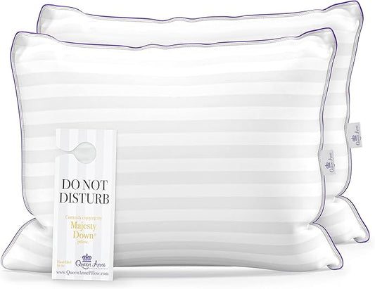 Queen Anne Hotel Collection Pillows – Luxury Down Alternative Bed Pillows (2-Pack, Queen Firm) – Ultimate Comfort, Hypoallergenic, Made in The USA