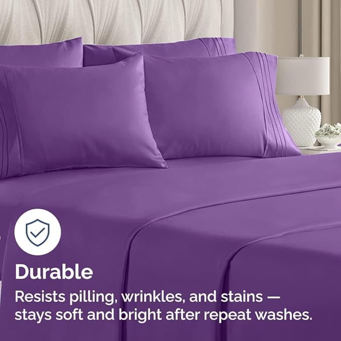 Queen Pillow Cases Set of 6 - Ultra Soft Hotel Quality Pillowcase Covers - Comfy & Wrinkle Free - Shrink, Stain & Fade Resistant - Easy-Care, Machine Washable Pillow Protectors - 6 Piece Set - Purple
