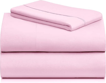LuxClub 3 PC Twin XL Sheet Set, Deep Pockets Wrinkle Free Cooling Bed Sheets Hotel Bedding for Women, Men, Kids & Teens, Includes 1 Fitted Sheet, 1 Flat Sheet and 1 Pillowcase-Silky Soft Powder Pink