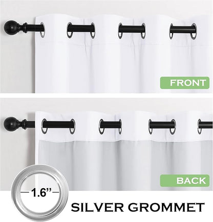KGORGE 4-in-1 Soundproof Anti Dust 100% Blackout Curtains with Melt-Blown Layer Thermal Insulating Window Treatment Drapes for Living Room Bedroom Kis Nursery, W 52 x L 84, White, 2 Panels