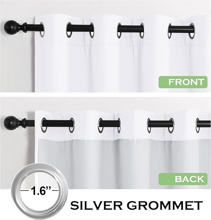 KGORGE Anti Dust Soundproof 100% Blackout Curtains 4 Layers Heavy Duty Energy Efficiency Window Curtains for Living Room Baby Bedroom Home Office Studio, Wide 52 x Long 90 inches, White, 2 Panels