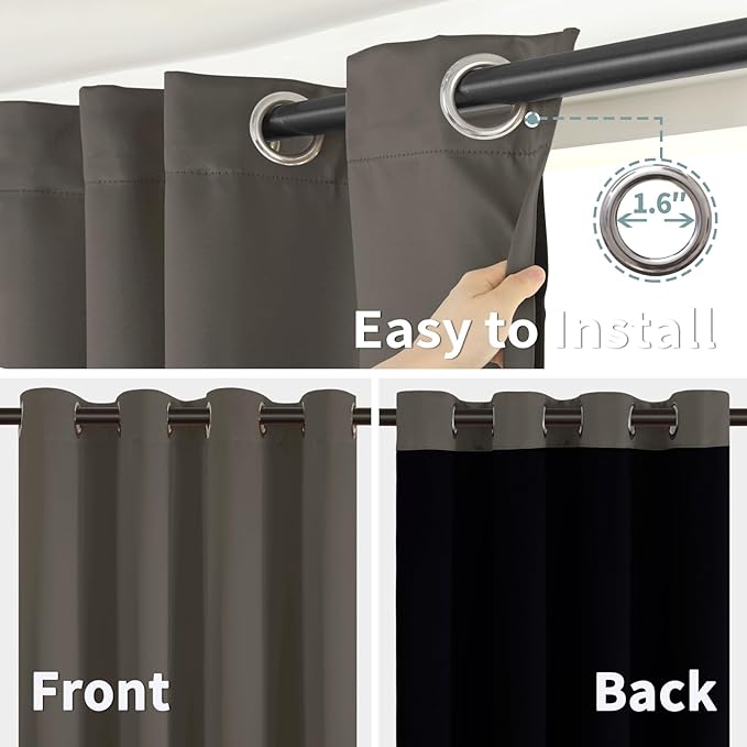 BGment Grey Blackout Curtains 84 Inches Long 2 Panels Set for Living Room, Thermal Insulated 100% Light Blocking Curtains & Drapes, Grommet Soundproof Curtains for Bedroom Window, Each 60 Wide