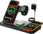 Dual Phone Magnetic Wireless Charging Station for Apple Devices/Apple Ecosystem,with Auto-Switch 7-Color Light & Clock, Compatible with iPhone 17/16/15, for iWatch 11/10/9 & AirPods Pro3（Black