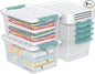 20 Quart Storage Box Bins with Lids, Clear Plastic Latch Totes for Storage, 6 Packs