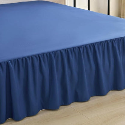 Bed Skirt Queen Size Ruffled Bed Skirt with Split Corners, Queen Bed Skirts 14 Inch Drop with Platform, 14'' Queen, Navy Blue