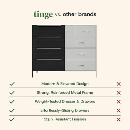 Lira Premium Fabric Dresser - Solid Wooden Frame, 8 Spacious Sag-Proof Drawers with Sleek Metal Handles - Premium & Durable Storage Solution for Your Home (Black)