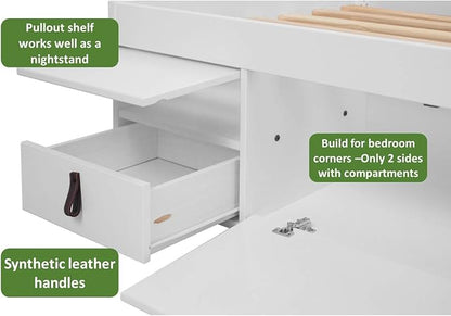 memomad Bali Storage Platform Bed with Drawers (Twin Size, Off White)