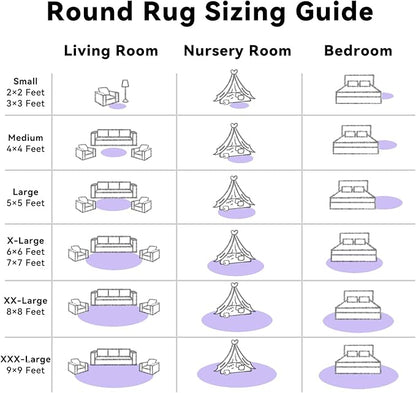OLANLY Light Purple Round Rugs for Bedroom - Machine Washable, 2 ft Circle Area Rugs for Living Room, Soft and Fluffy Shaggy Carpet for Teen Girls and Boys, Nursery Rooms, Dorms, Home Decor Aesthetic