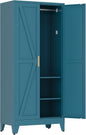71" Tall Metal Armoire Wardrobe Closet with Removable Hanging Rod and Adjustable Shelves,Blue