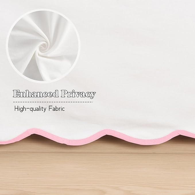 HIG Off-White Chic King Bed Skirt - Easy Fit Scallop Edge Pleated Bedskirts, 14 Inch Drop Anti-Slip Dust Ruffle, Thick Fabric for Enhanced Privacy, Pre-Washed for Long-Lasting Use(N60022)