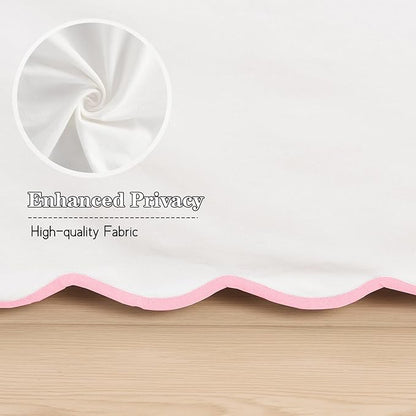 HIG Off-White Chic King Bed Skirt - Easy Fit Scallop Edge Pleated Bedskirts, 14 Inch Drop Anti-Slip Dust Ruffle, Thick Fabric for Enhanced Privacy, Pre-Washed for Long-Lasting Use(N60022)