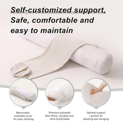 Body Pillow for Adults – Long Bolster Pillow for Bed, Round Cuddle Pillow, Full Support for Side Sleepers,39.37 x 7.87 Inches,Misty White