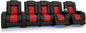 Seatcraft Diamante Zero-Gravity CoolZero Italian Leather Home Theater Seating, Power Headrest, Power Recline, Row of 5 Middle Sofa, Black/Red