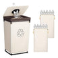 StorageWorks Recycling Bin with Lid, 29Gal Large Recycling Bin for Kitchen, Indoor Recycling Bins with 2 Reusable Washable Bags for Bottles and Cans, Steel Frame Fabric Sorter, 110L, Beige