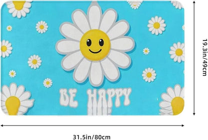 Cute be Happy Daisy Front Welcome Doormat, Anti Slip Floor Mat Dirty Resistant Floor Mat