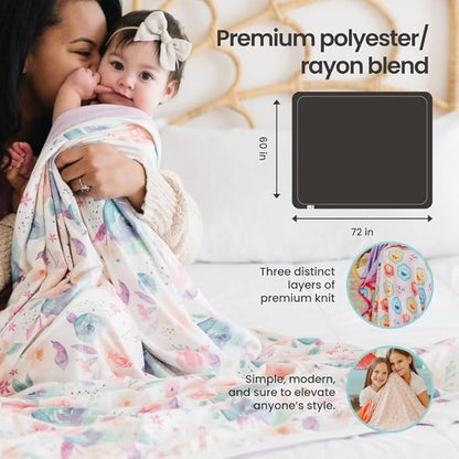 Copper Pearl Jumbo Premium Knit 3 Layer Stretchy Throw Blanket Farmstead, Twin