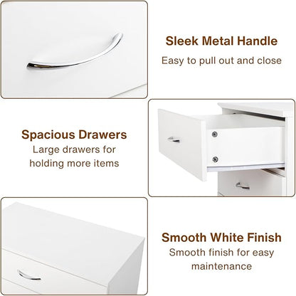 Karl home 4 Drawer Dresser for Bedroom, Small Chests of Drawers Modern Nightstand, White Dresser Chest with 4 Storage Drawers, Dressers for Nursery, Hallway, Living Room, Closet