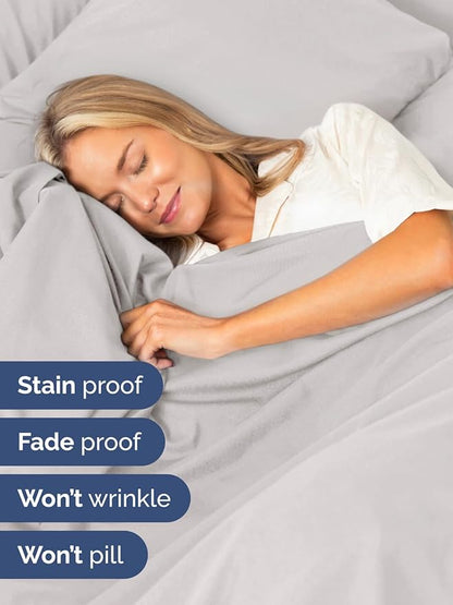 Extra Deep Full Sheet Set - 6 Piece Breathable & Cooling Sheets - Hotel Luxury Bed Sheets Set - Easy & Secure Fit - Soft, Wrinkle Free & Comfy Sheets Set - French Grey Sheet Set w/Extra Deep Pockets