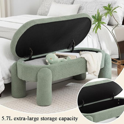Ottoman with Storage, Large Foot Rest Ottoman Storage Bench,End of Bed Bench,Upholstered Seating,for Entryway, Hallway, Living Room,Bedroom (Green)