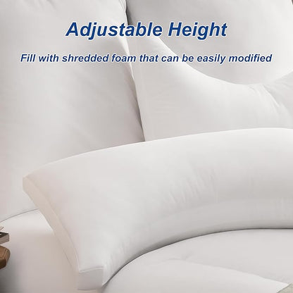 ACCURATEX Side Sleeper Pillow for Side and Back Sleepers-100% Cotton Cover Filled with Down Alternative,King Bed Pillows for Shoulder,Neck & Head Support,Adjustable Shredded Memory Foam Pillow