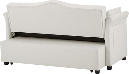 58" Velvet Sofa Bed, 3-in-1 Convertible Pull-Out Sleeper Sofa & Couch with Storage Bag and Adjustable Backrest,Perfect for Small Spaces, Living Room, or Office