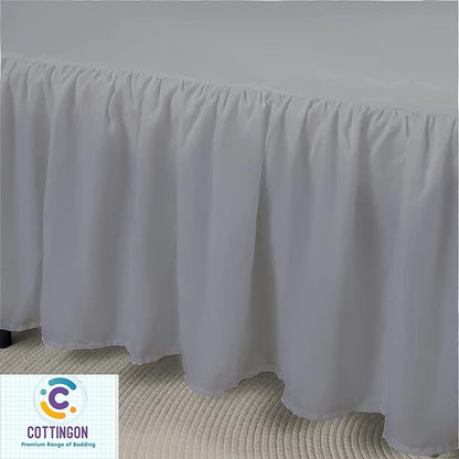 Ruffled Bed Skirt with Split Corners-Dust Ruffle - 21" Drop 100% Microfiber Soft,Sheen & Luxurious Look - Bed Skirts (Light Grey -King)
