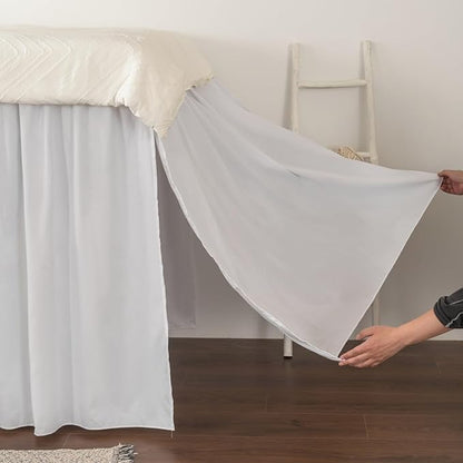Dorm Room Bed Skirt, College Extra Long Dorm Bed Skirt with Split Corners, 100% Microfiber-White, Twin-XL/40 Drop