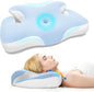 Cervical Neck Pillow for Sleeping,Ergonomic Memory Foam Pillows for Neck and Shoulder Pain Relief,Adjustable Contour Neck Support Bed Pillow for Side Back Sleepers-Women Men Gift(Baby Blue)