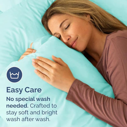 Queen Pillow Cases Set of 4 - Ultra Soft Hotel Quality Pillowcase Covers - Comfy, Cozy & Wrinkle Free - Shrinkage, Stain & Fade Resistant - Machine Washable Pillow Protectors - 4 Piece Set - Spa Blue
