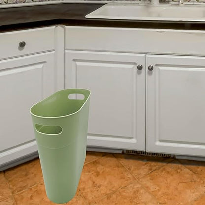 ROYFACC Small Trash Can Plastic Bathroom Wastebasket 3.2 Gallon Slim Garbage Container Bin with Handle for Home Kitchen Bathroom Bedroom Office, 2 Pack (Green)